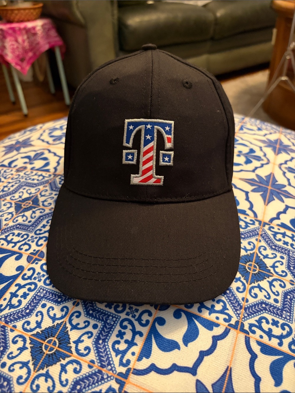 T Mobile Black Baseball Cap with American Flag 'T' Logo